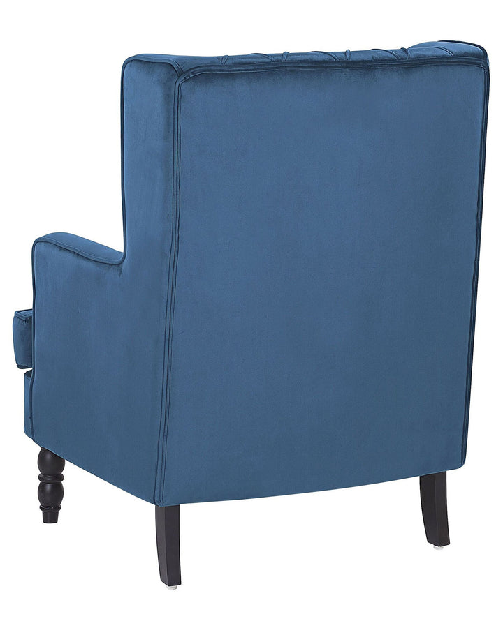 Sandset Armchair with Footstool Velvet Dark Blue