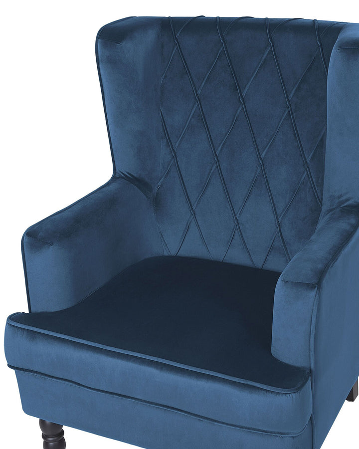 Sandset Armchair with Footstool Velvet Dark Blue