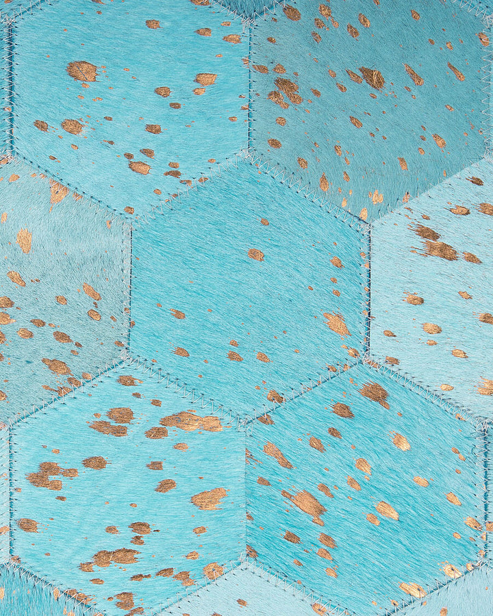 Zeytin Round Cowhide Area Rug ⌀ 140 cm Turquoise