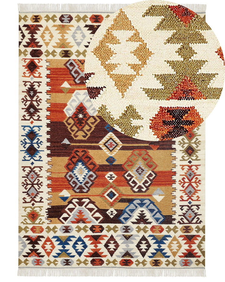 Vosketap Wool Kilim Area Rug 160 x 230 cm Multicolour