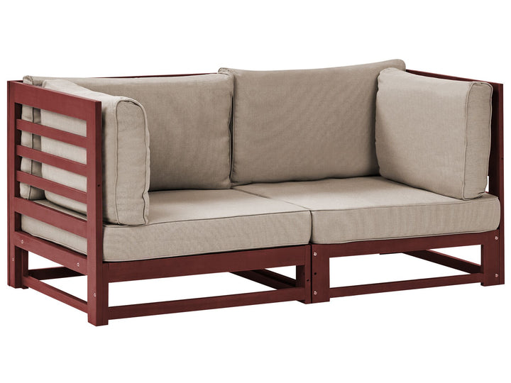 Trani Garden Sofa 2 Seater Modular Certified Acacia Wood Dark Red