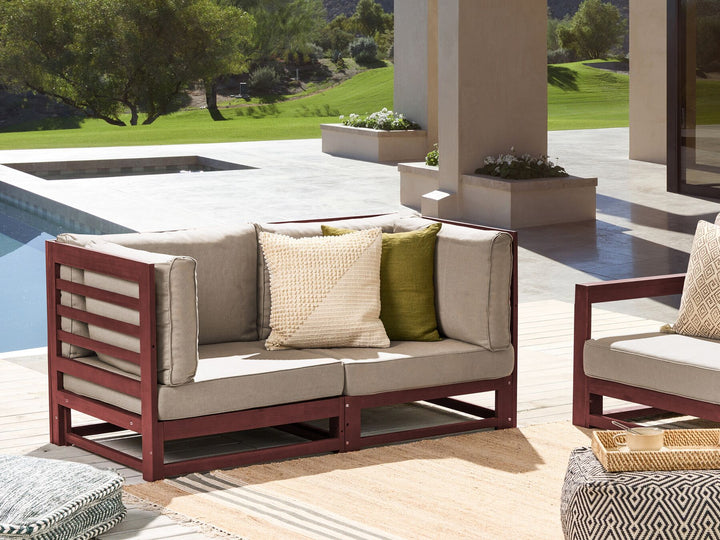Trani Garden Sofa 2 Seater Modular Certified Acacia Wood Dark Red