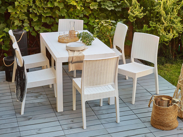 Fossano Garden Dining Set 6 Seater White
