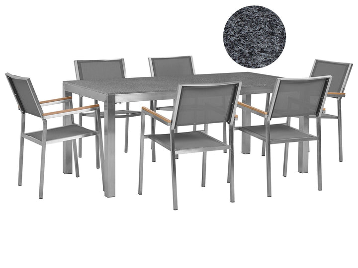Grosseto Garden Dining Set 6 Seater Granite Polished Grey