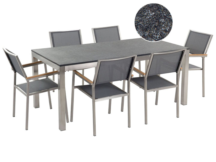 Grosseto Garden Dining Set 6 Seater Granite Flamed Black/ Grey