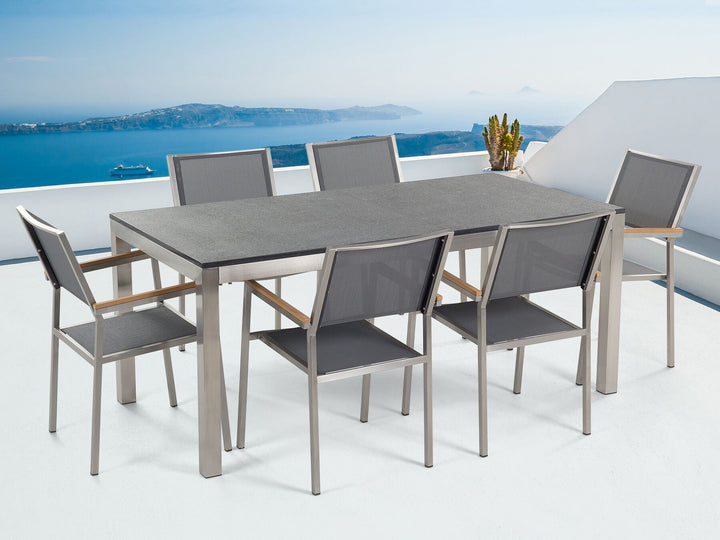 Grosseto Garden Dining Set 6 Seater Granite Flamed Black/ Grey