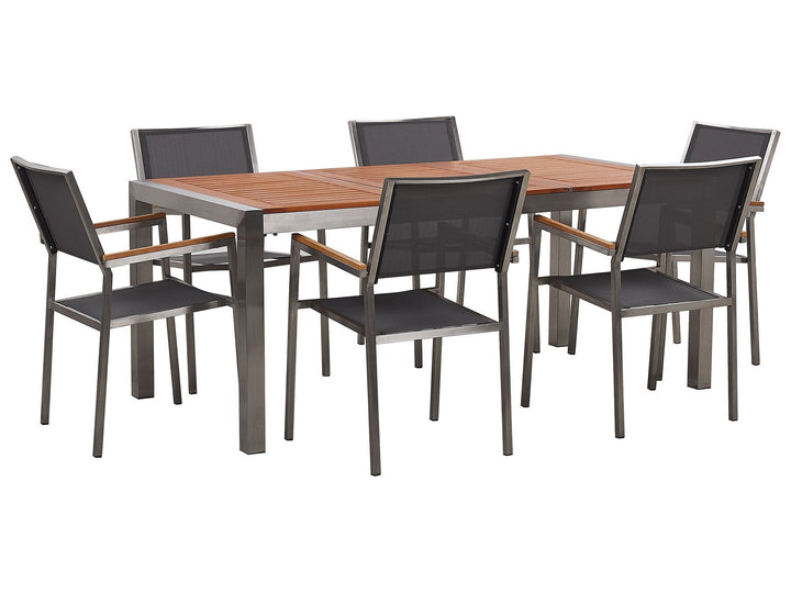 Grosseto Garden Dining Set 6 Seater Eucalyptus Wood Brown/ Grey