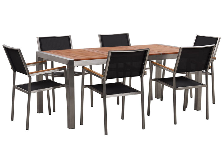 Grosseto Garden Dining Set 6 Seater Eucalyptus Wood Brown/ Black