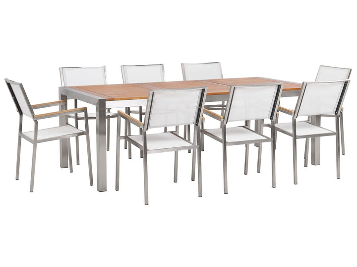 Grosseto Garden Dining Set 8 Seater Eucalyptus Wood Brown/ White