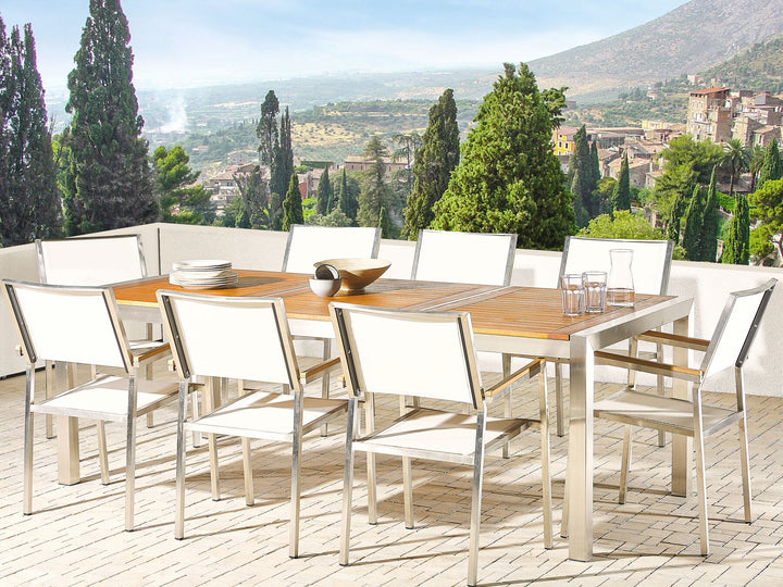 Grosseto Garden Dining Set 8 Seater Eucalyptus Wood Brown/ White