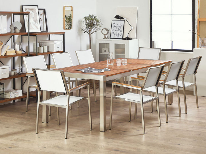 Grosseto Garden Dining Set 8 Seater Eucalyptus Wood Brown/ White