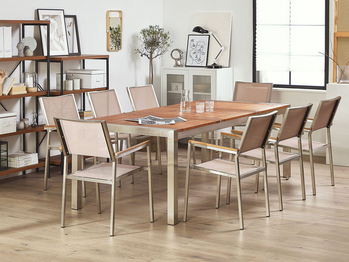 Grosseto Garden Dining Set 8 Seater Eucalyptus Wood Brown/ Beige