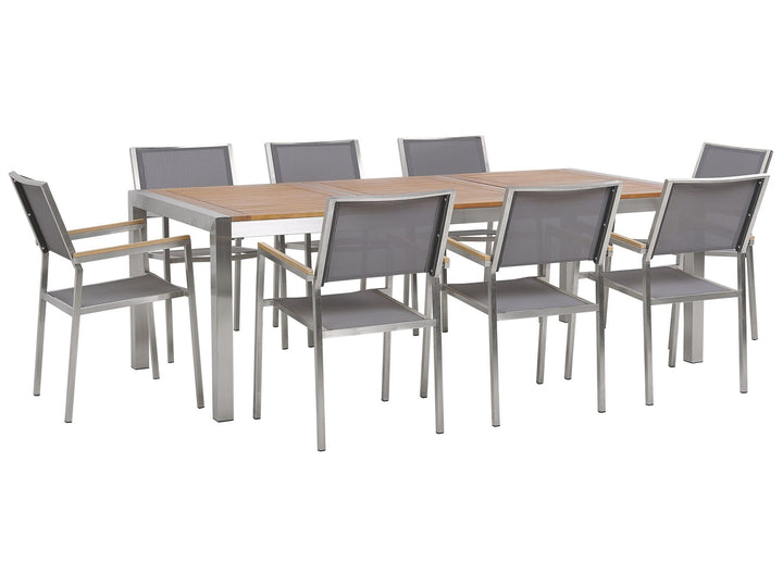Grosseto Garden Dining Set 8 Seater Eucalyptus Wood Brown/ Grey