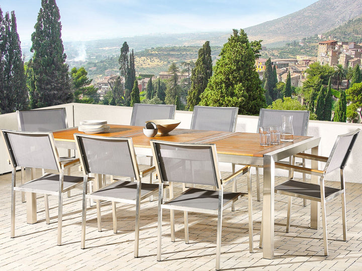Grosseto Garden Dining Set 8 Seater Eucalyptus Wood Brown/ Grey