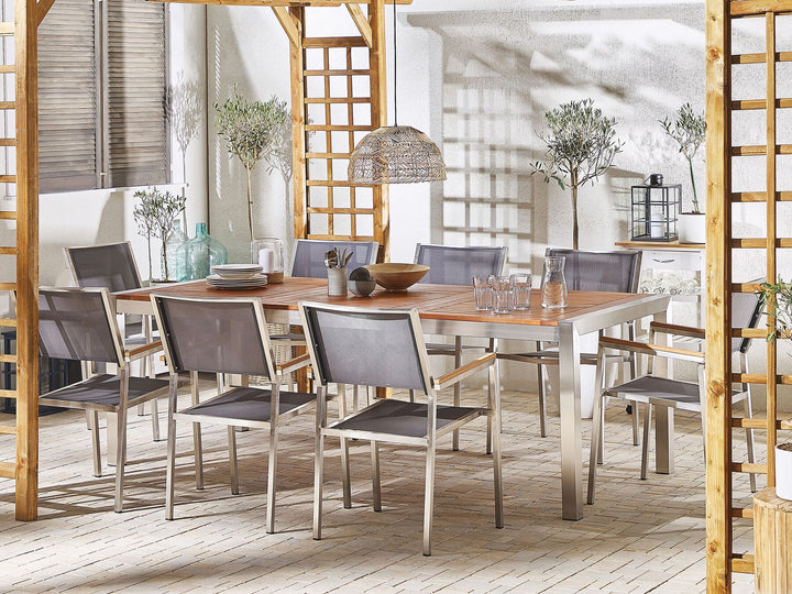 Grosseto Garden Dining Set 8 Seater Eucalyptus Wood Brown/ Grey