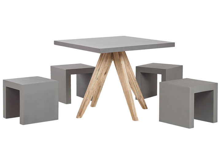 Olbia/Taranto Garden Dining Set with Stools 4 Seater Concrete Grey