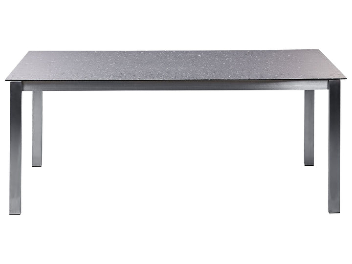 Cosoleto/Grosseto Garden Dining Set 6 Seater Tempered Glass Granite Effect Black