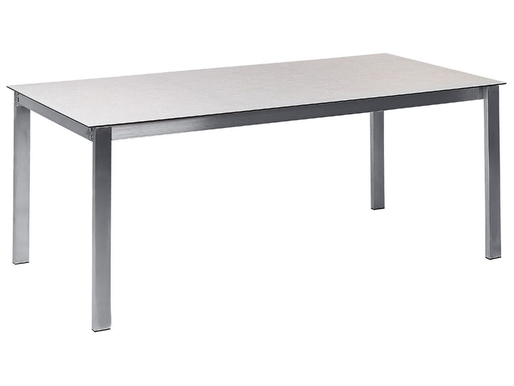 Cosoleto/Grosseto Garden Dining Set 6 Seater Tempered Glass Marble Effect White/ Beige