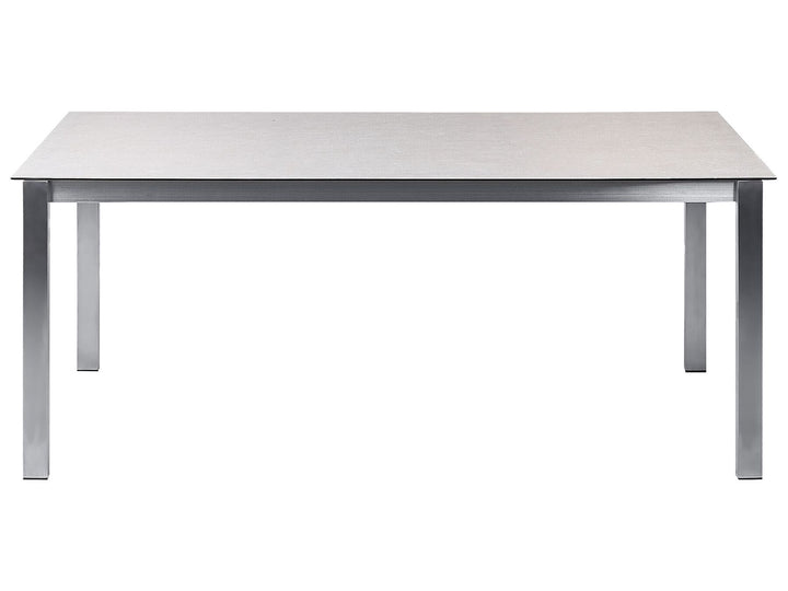 Cosoleto/Grosseto Garden Dining Set 6 Seater Tempered Glass Marble Effect White/ Beige