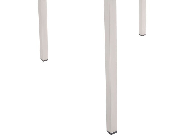 Cosoleto/Grosseto Garden Dining Set 4 Seater Tempered Glass Marble Effect Grey