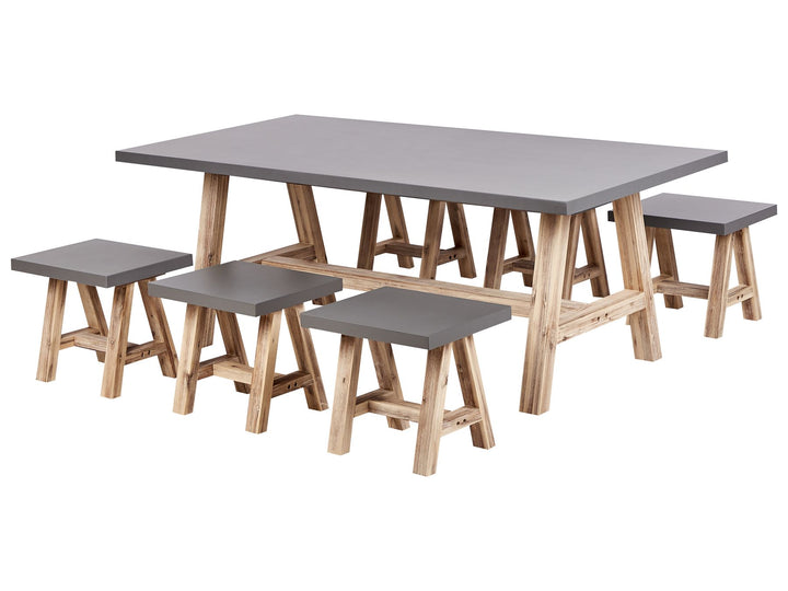 Tonnare Garden Dining Set with Stools 6 Seater Concrete Grey