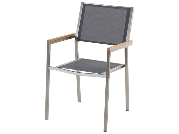 Maletto/Grosseto Garden Dining Set 4 Seater Metal Marble Effect Grey