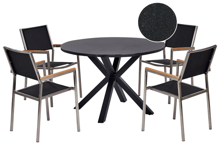 Maletto/Grosseto Garden Dining Set 4 Seater Metal Black