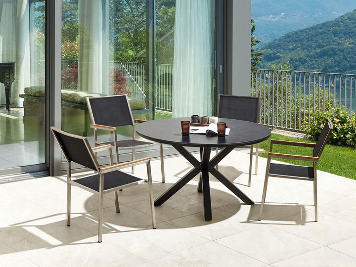 Maletto/Grosseto Garden Dining Set 4 Seater Metal Black