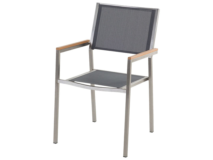 Maletto/Grosseto Garden Dining Set 4 Seater Metal Marble Effect Grey