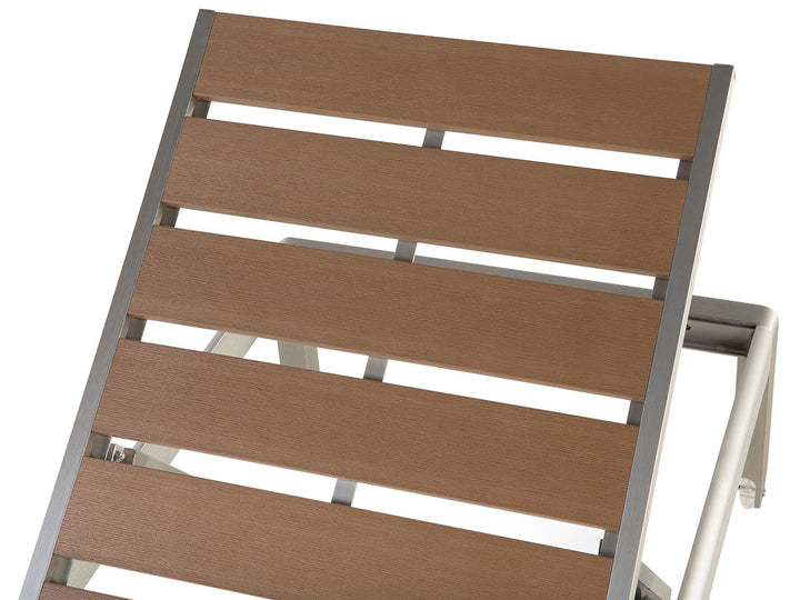 Aluminium Reclining Sun Lounger Light Wood and Silver Lasonja