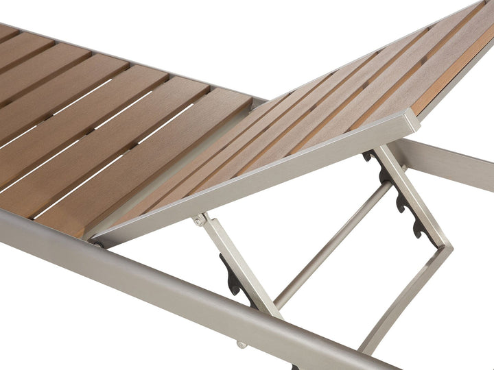Aluminium Reclining Sun Lounger Light Wood and Silver Lasonja