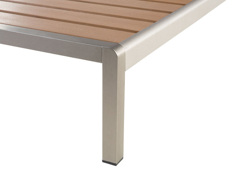 Aluminium Reclining Sun Lounger Light Wood and Silver Lasonja