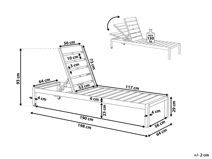 Aluminium Reclining Sun Lounger Light Wood and Silver Lasonja