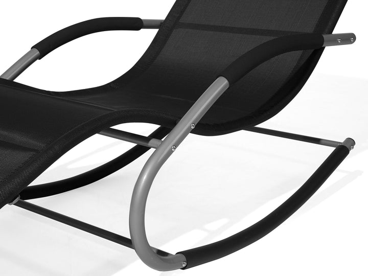 Steel Rocking Sun Lounger Black Abrea