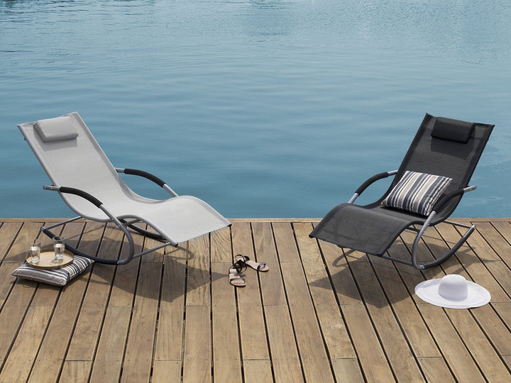 Steel Rocking Sun Lounger Black CARANO