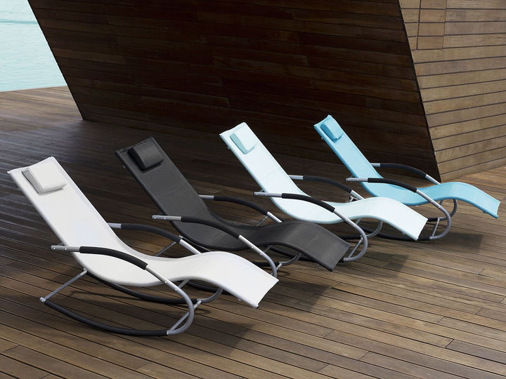Steel Rocking Sun Lounger Black Abrea