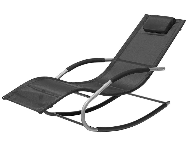 Steel Rocking Sun Lounger Black Abrea