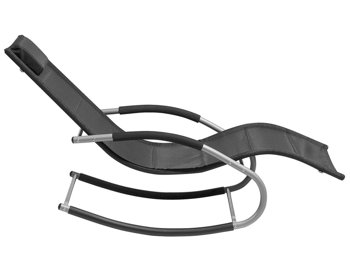 Steel Rocking Sun Lounger Black Abrea