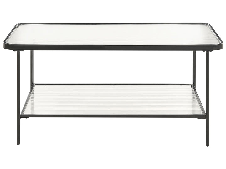 Colisha Glass Top Coffee Table with Shelf Black