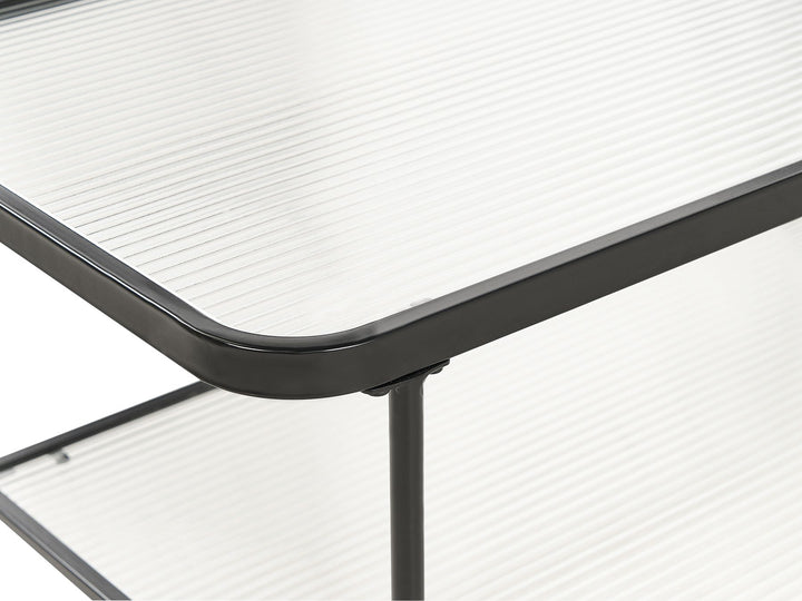 Colisha Glass Top Coffee Table with Shelf Black