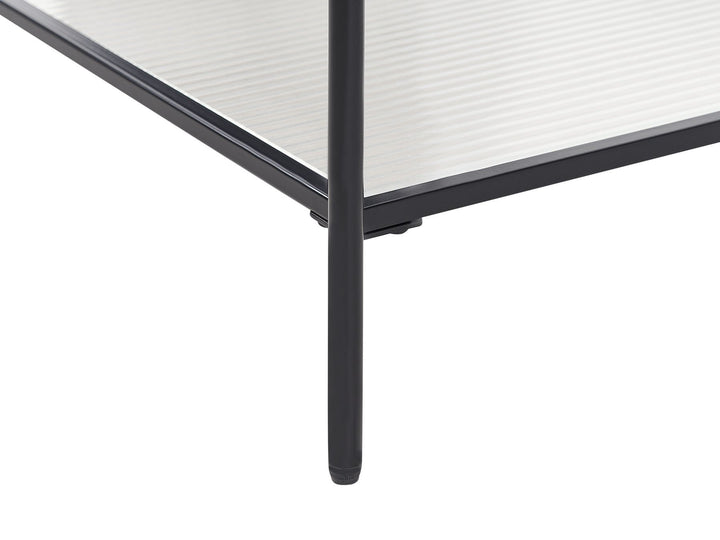 Colisha Glass Top Coffee Table with Shelf Black