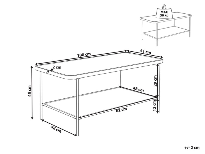 Colisha Glass Top Coffee Table with Shelf Black