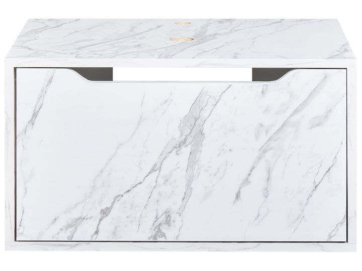 Wall Mounted Washbasin Cabinet 60 cm White Marble Petrolina
