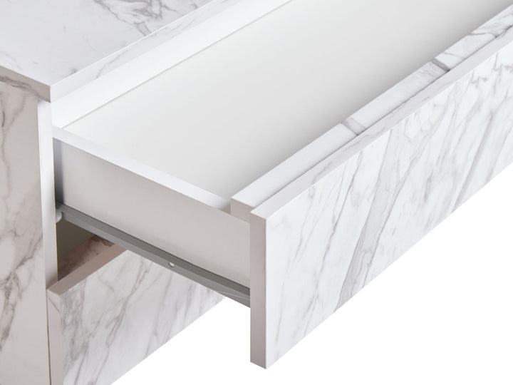 Bathroom Cabinet with Wheels 80 cm White Marble Teresina