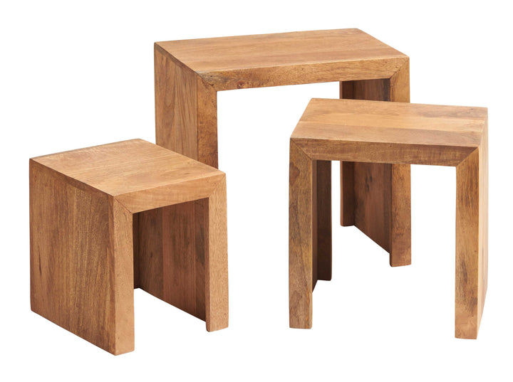 Toko Light Mango Wood Nest of 3 Tables