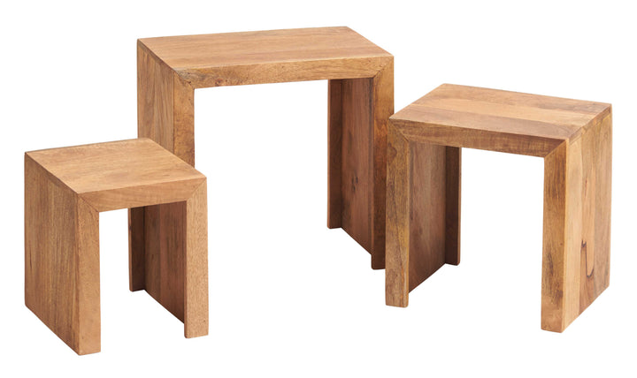 Toko Light Mango Wood Nest of 3 Tables