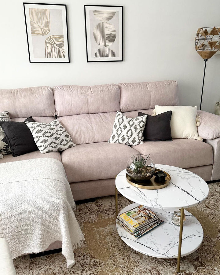Parker Marble Effect Coffee Table with Shelf White and Gold