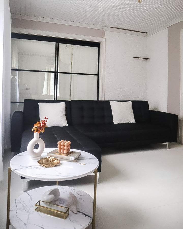 Parker Marble Effect Coffee Table with Shelf White and Gold
