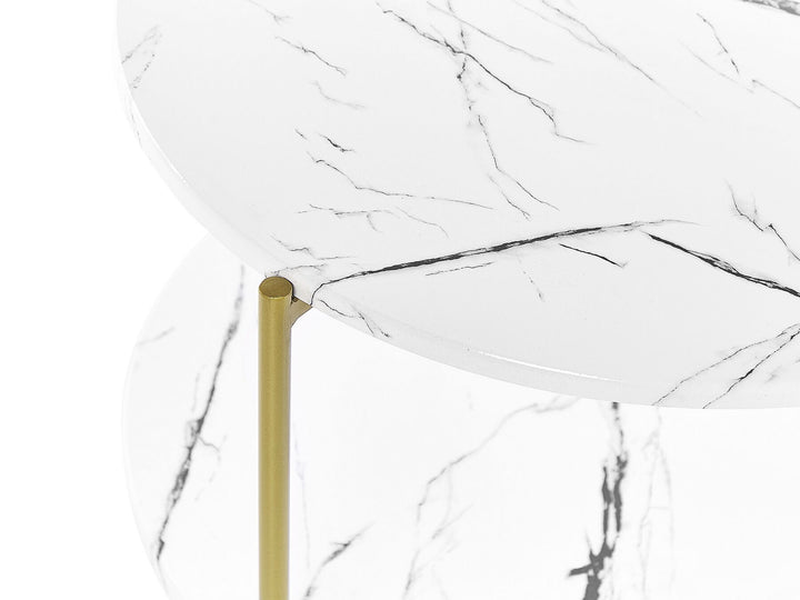 Parker Marble Effect Coffee Table with Shelf White and Gold