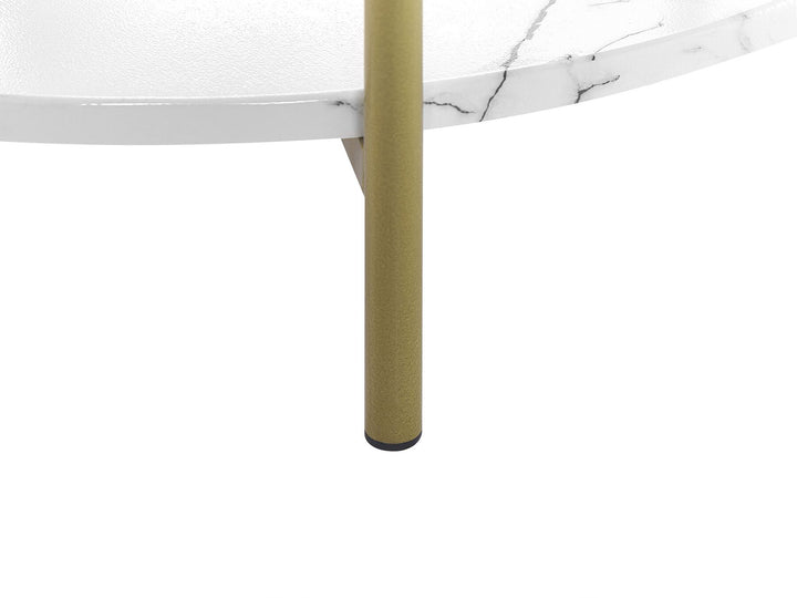 Parker Marble Effect Coffee Table with Shelf White and Gold